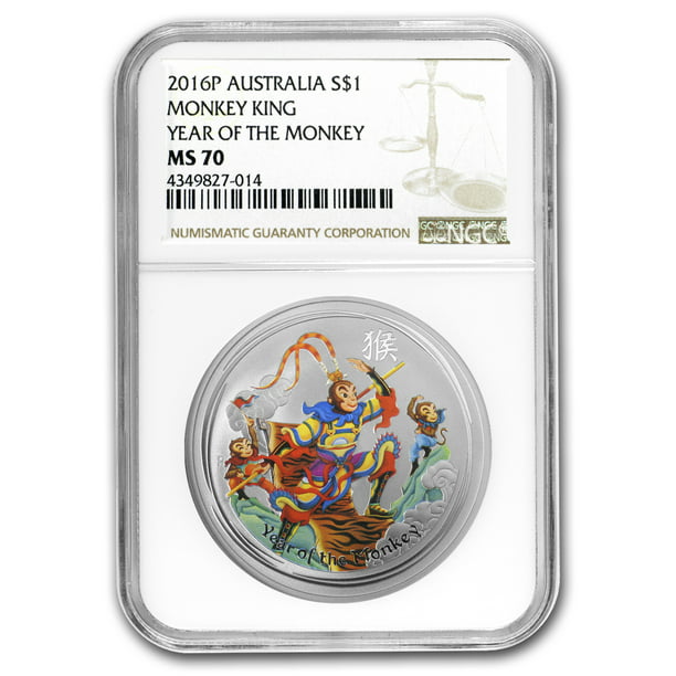 2016 Australia Silver Lunar Monkey King 1 oz Colorized Coin